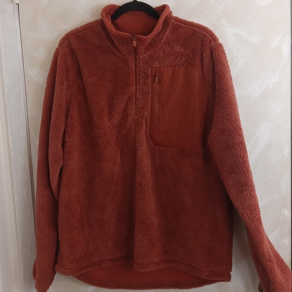 Men's Champion 1/4 zip Pullover Size L Brown Orange